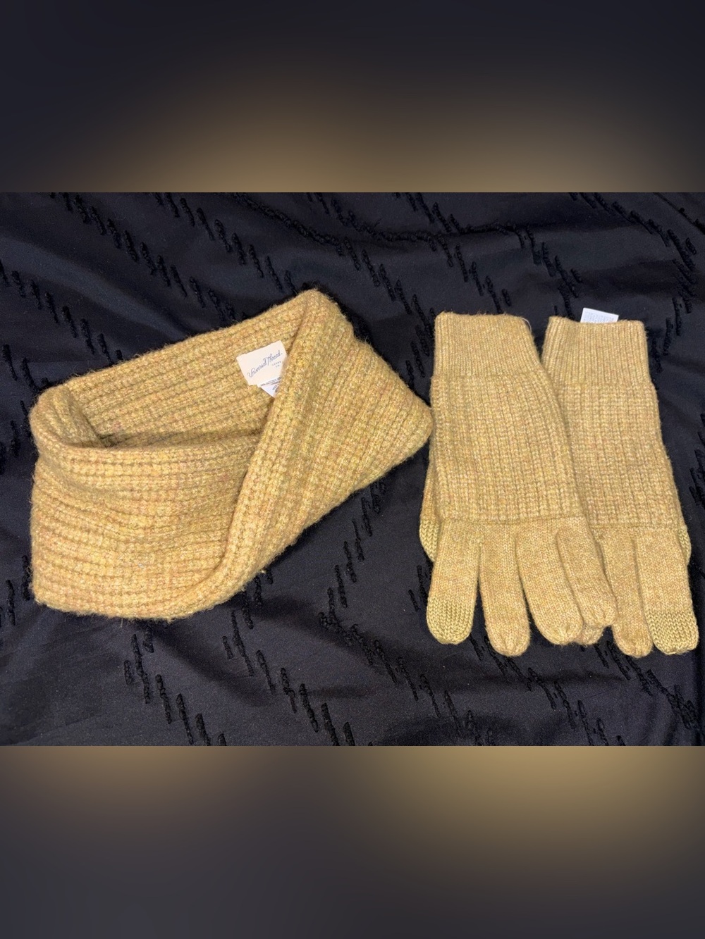 Universal Thread Knit Head Scarf and Glove Set in Mustard
